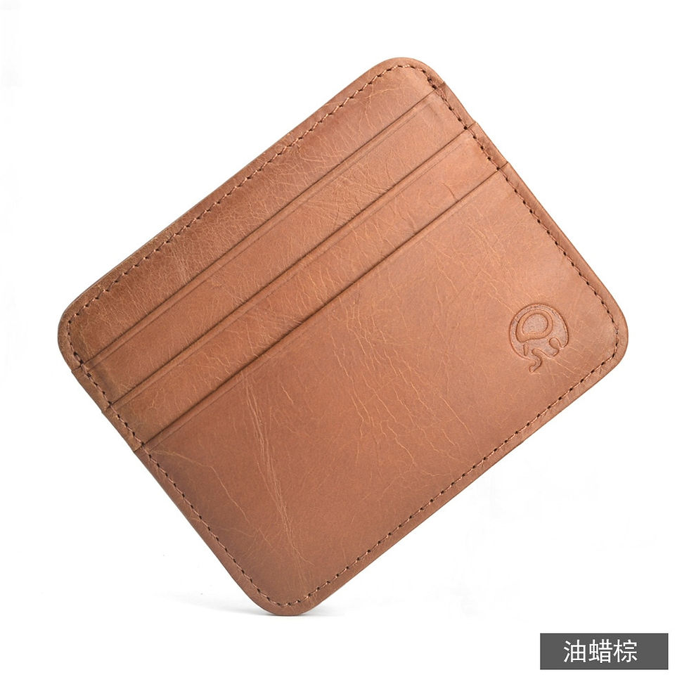 Thumbnail: Retro First Layer Genuine Leather Card Bag with 7 Card Slot Super Thin 100% Rea