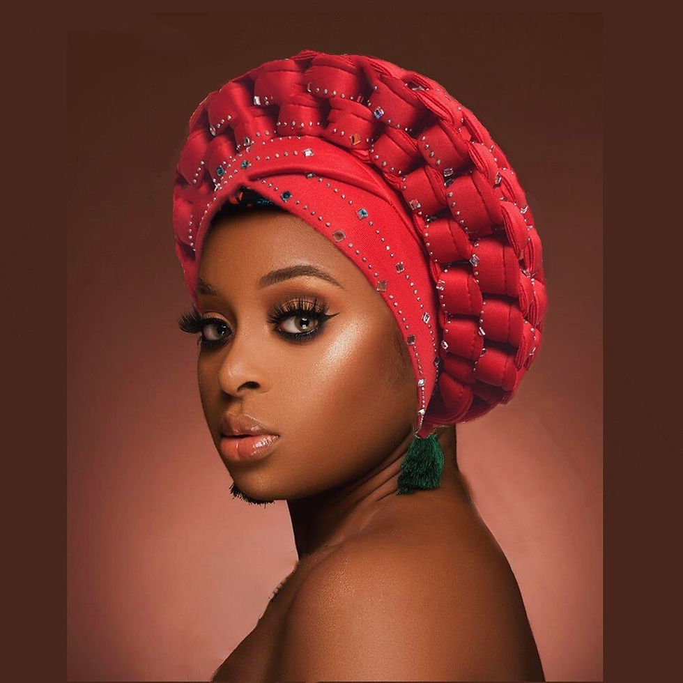 Thumbnail: Inlaid with Diamonds African Pattern Pre-Tied Bonnet Turban Knot Cap Headwrap H