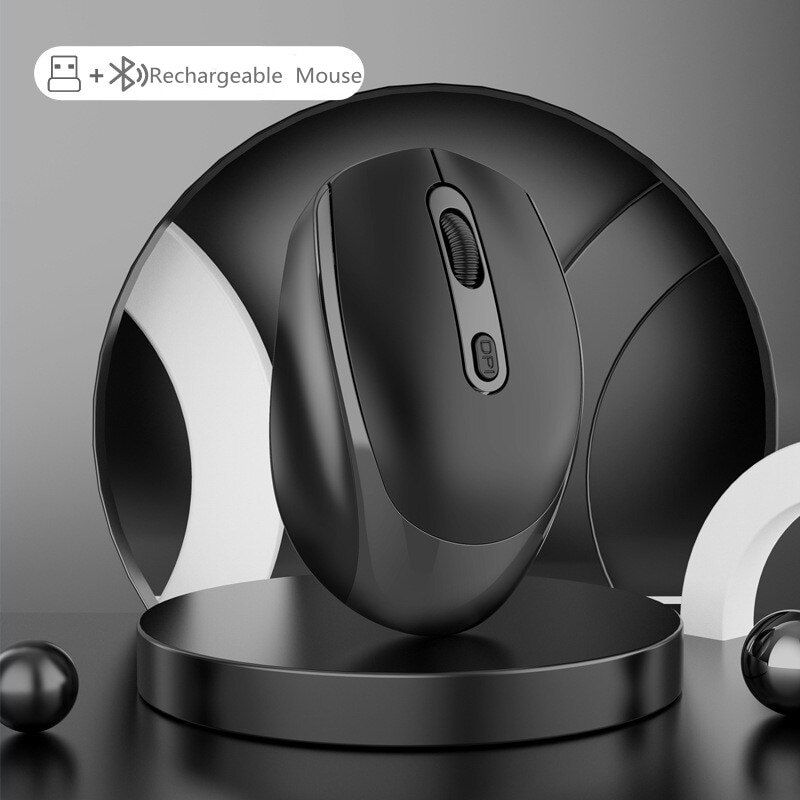 Thumbnail: Rechargeable Wireless Bluetooth Mouse Mute USB Ergonomic Gamer Mouse For Comput