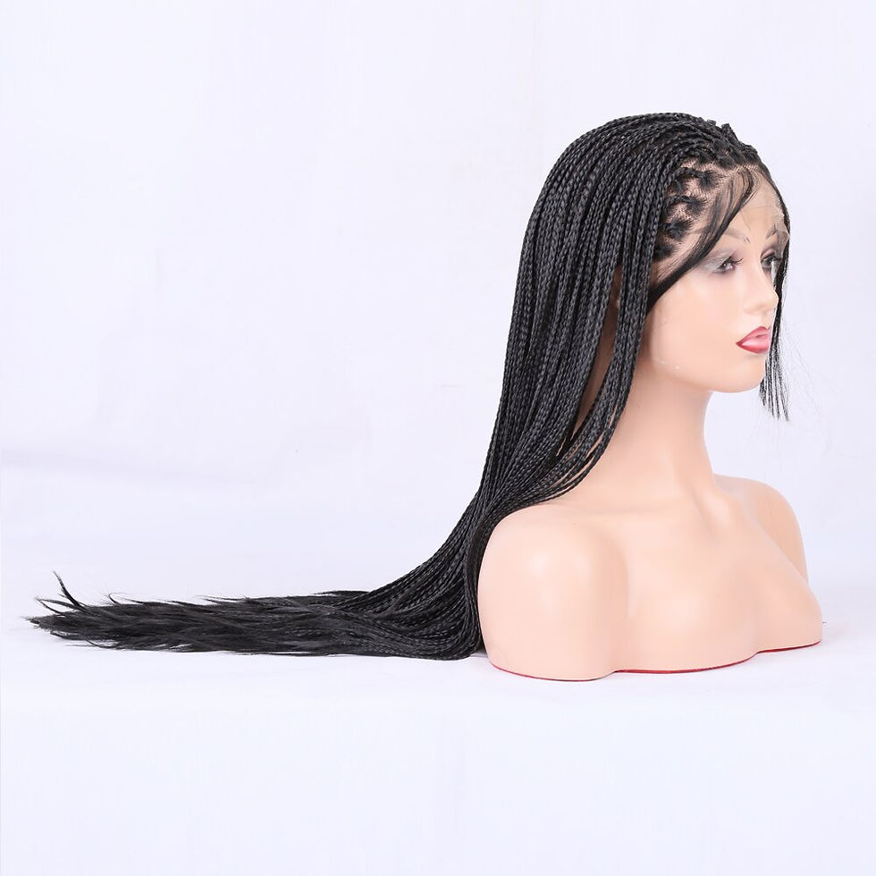 Thumbnail: Glueless Long Synthetic Swiss 13x4Lace Front Wig with Baby Hair box braided Wig