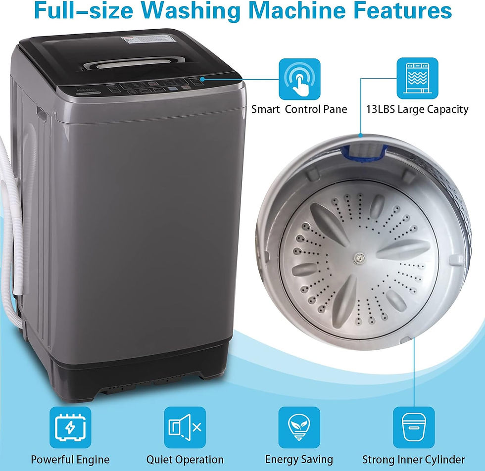 Thumbnail: Anukis Fully Automatic Portable Washing Machine, 13 lbs Capacity Compact Laundr