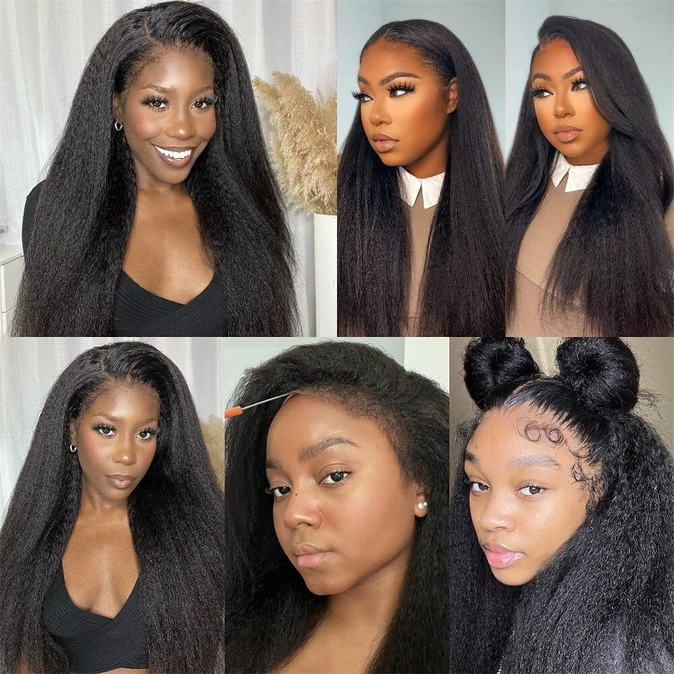 Thumbnail: 4C Kinky Edges Natural Hairline Wig 13x4 HD Kinky Straight Lace Front Human Hai