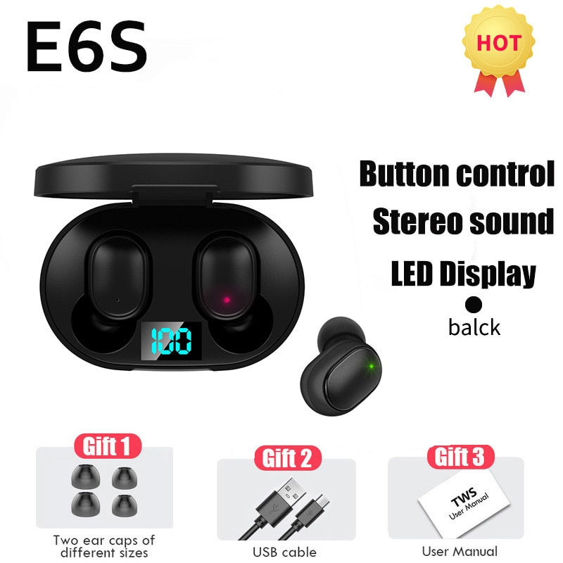 Thumbnail: TWS E6S Fone Bluetooth Earphones Wireless Headphones LED Display Noise Cancelli