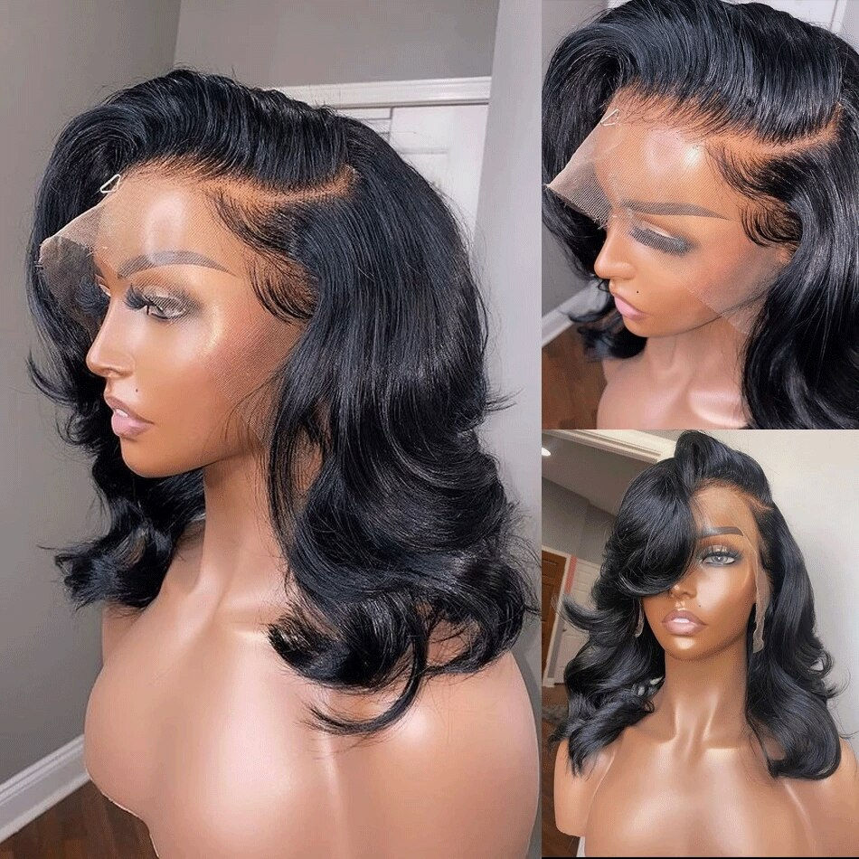 Thumbnail: Body Wave Bob Frontal Wig Remy Lace Front Human Hair Wigs Short Bob Wigs Pre Pl