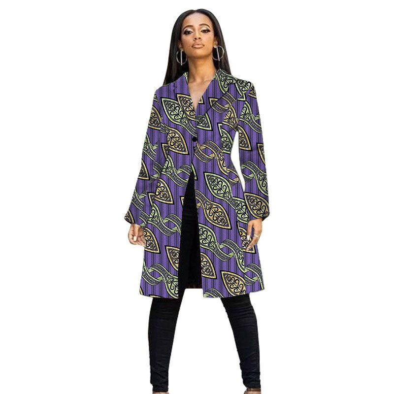 2023 Elegant Female Long Jackets African Fashion Wax Print Ankara Outfit Casual