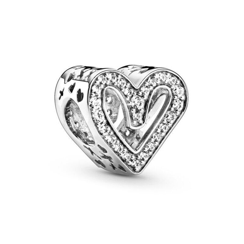 Thumbnail: 2Pcs New Hot Sale Silver Color Feather Star Hollow Heart Star Beads Fit Origina