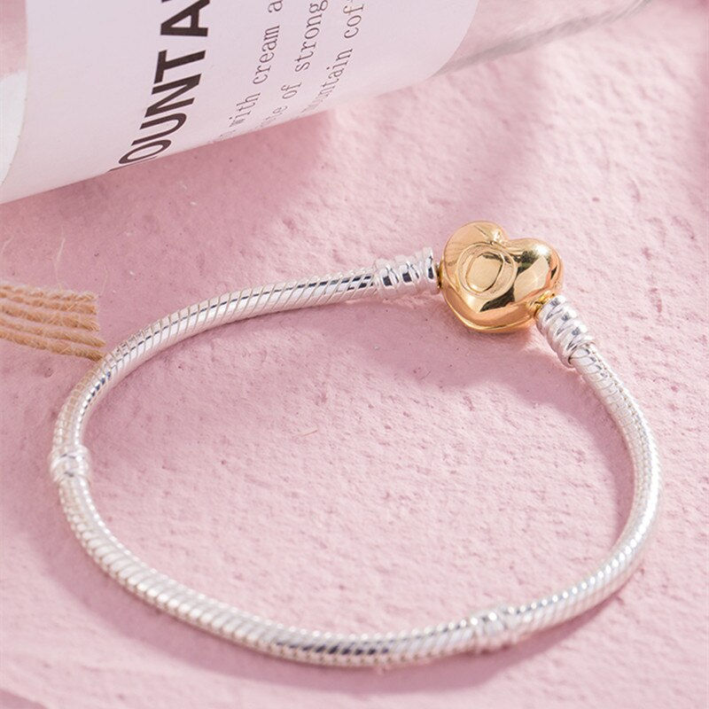 Thumbnail: Hot Silver Color Charms Snake Bracelet Fit DIY Safety Chain Beads Original Jewe