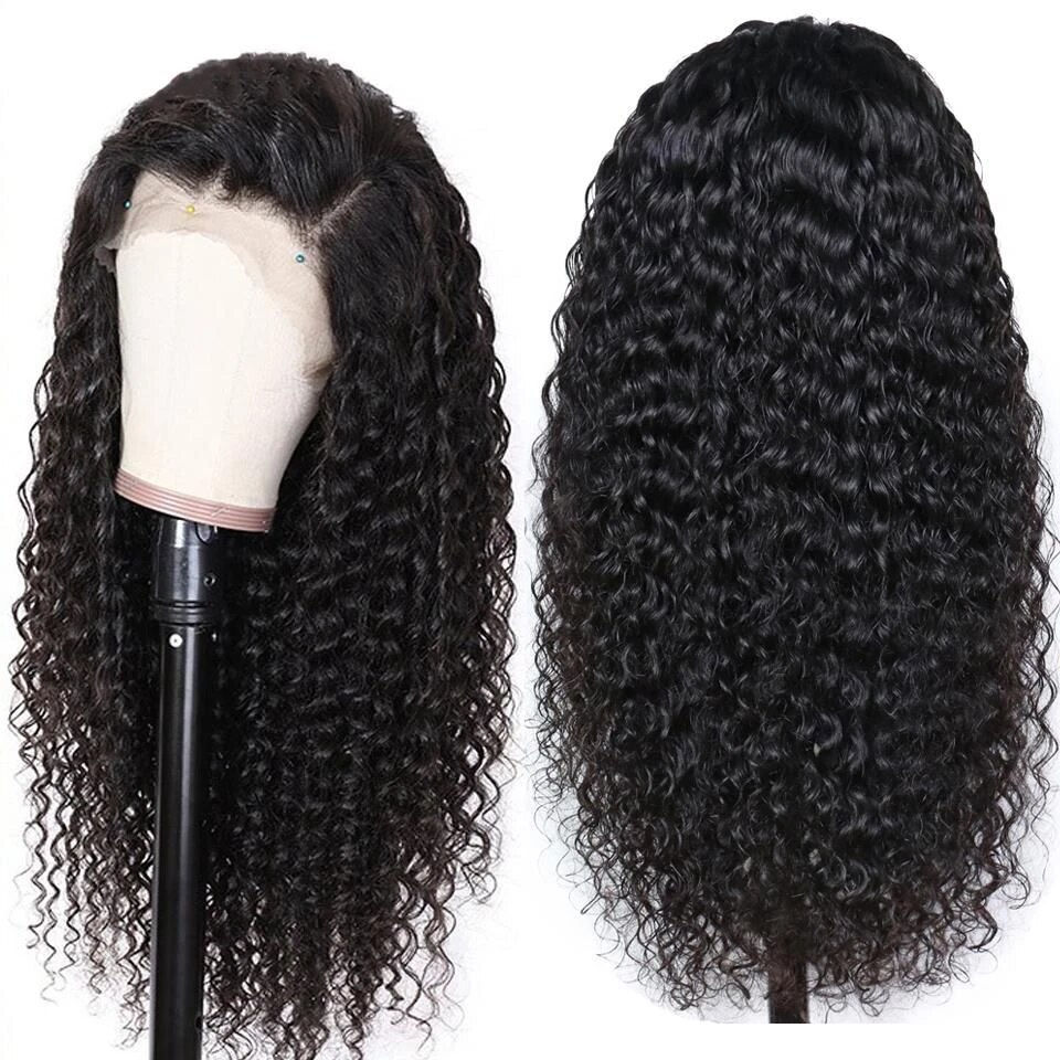 Thumbnail: 13x4 Deep Wave Lace Front Wig Brazilian Transparent Lace Frontal Human Hair Wig