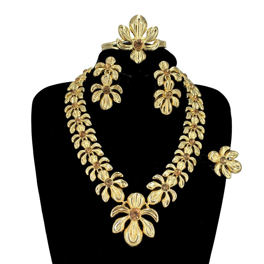 Thumbnail: New In Fashion Italian Gold Plated Necklace Earrings Bracelet Ring Luxury Ladie