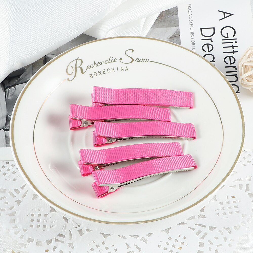 24PCS 6cm Ribbon Covered Metal Hair Clips Basic Simple Hairpins DIY Jewelry Han