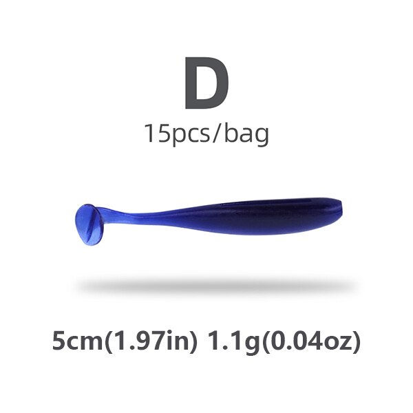 Thumbnail: HANDING PVC Material 5/7/9cm 15Pcs T-Tail Grub Worm Baits Fish Tackle Accessory