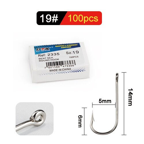 Thumbnail: FTK 10#-20# 100Pcs/Box Round Nickel Big Ringed Sea Hook BENT SEA Hooks From Nor