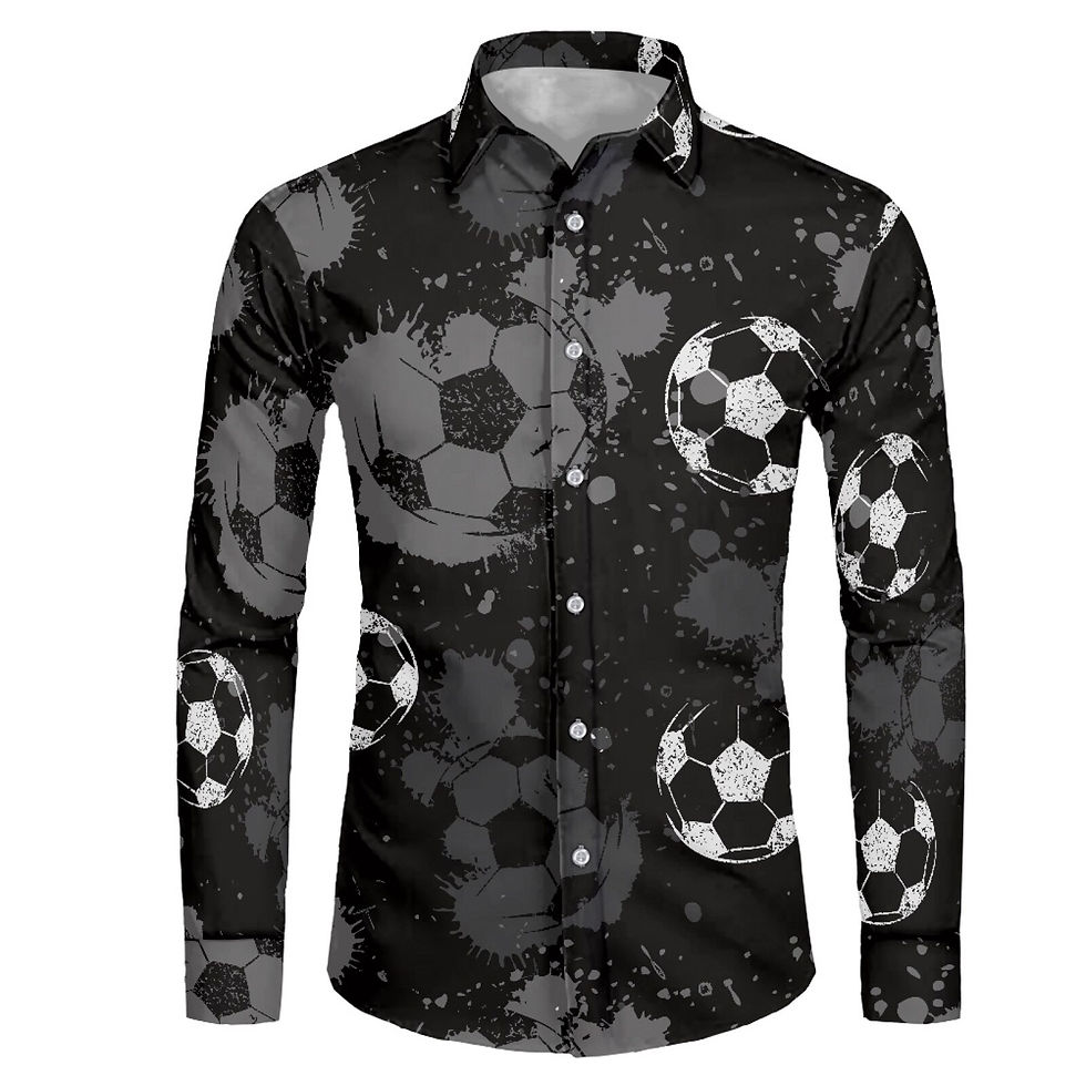 Thumbnail: Football Soccer Pattern Leisure Vacation Long-sleeved Brand Casual Shirts For M