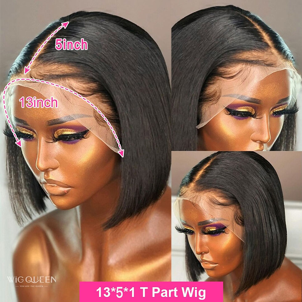 Thumbnail: Short Bob Human Hair Wigs Brazilian Straight T Part Lace Wigs For Women Transpa