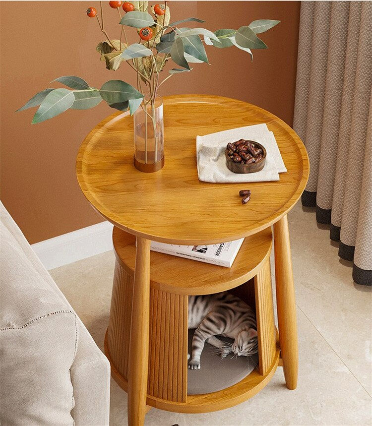 Thumbnail: Nordic Solid Wood Small Coffee Tables Designer Organizer Minimalist Side Table 