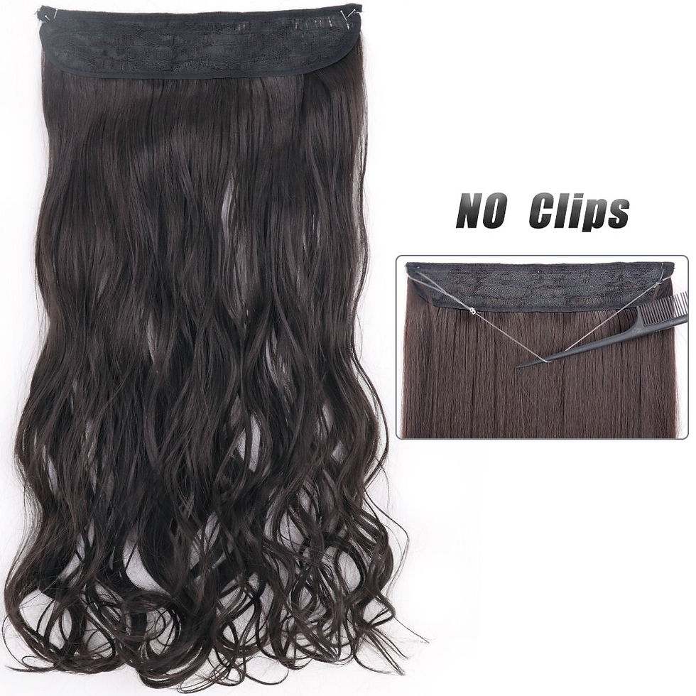 Thumbnail: Long Straight No Clip Synthetic 55/80cm Natural Hair Extensions Invisible Wire 
