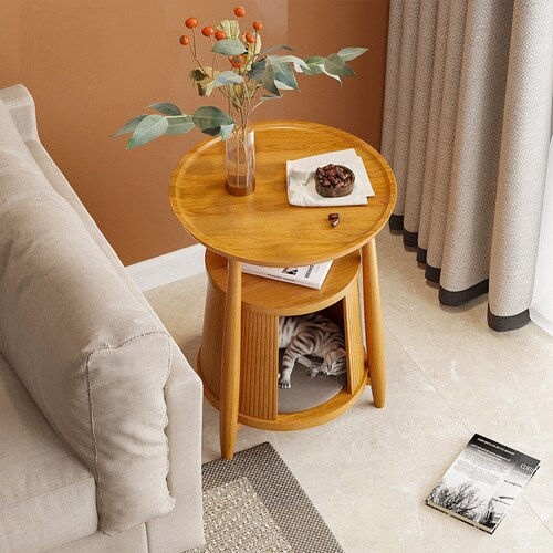 Thumbnail: Nordic Solid Wood Small Coffee Tables Designer Organizer Minimalist Side Table 