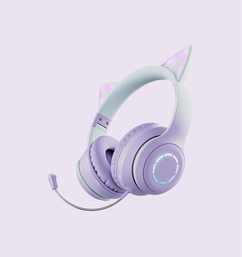 Thumbnail: New cat ear gaming headphones wireless/wired with Bluetooth 5.1 detachable micr