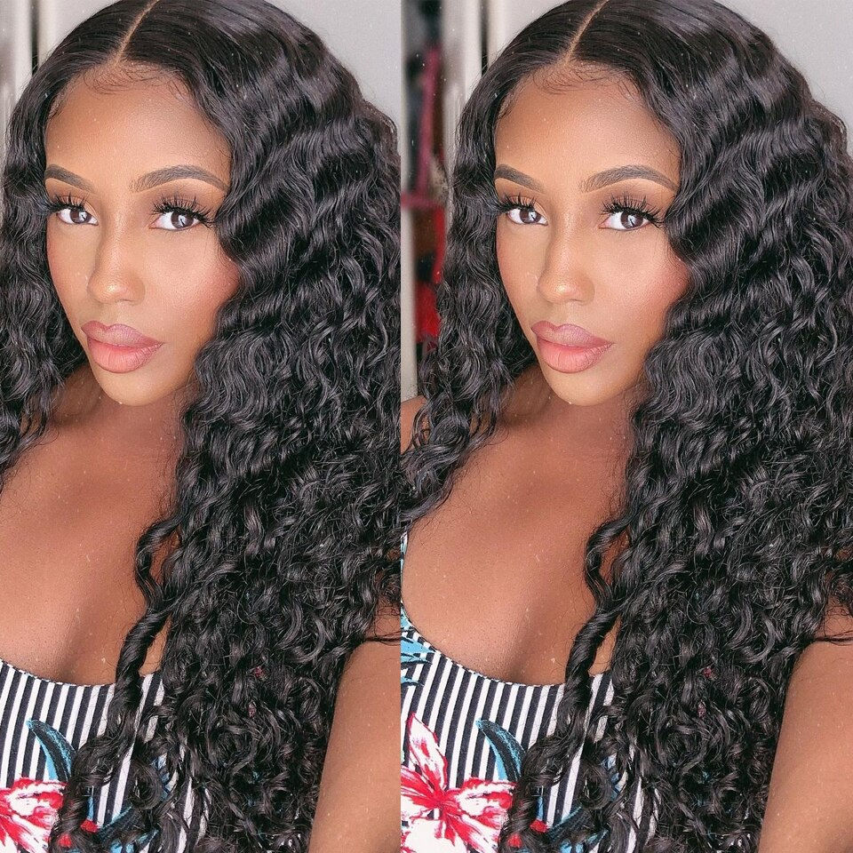 Thumbnail: Tape In Human Hair Deep Wave Extensions 100% Real Remy Human Hair Skin Weft Adh