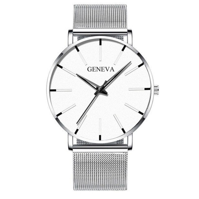 Thumbnail: Minimalist Mens Fashion Ultra Thin Watches Simple Men Business Stainless Steel 