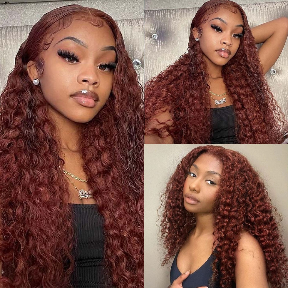 Thumbnail: Reddish Brown Kinky Curly Wig Synthetic Lace Front Wigs For Women Copper Red Pr