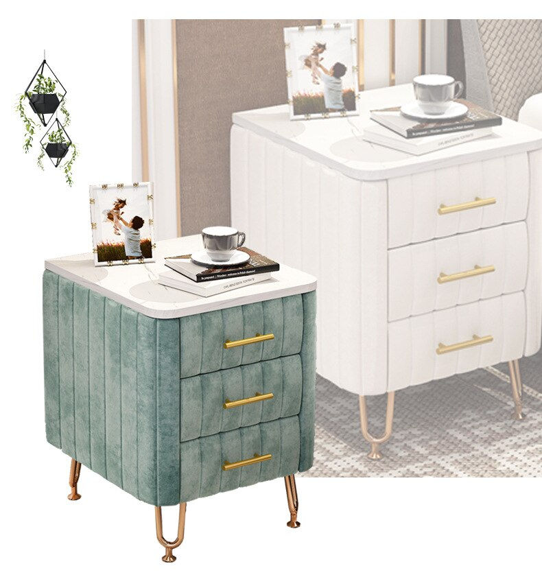 Thumbnail: Minimalist Narrow Modern Nightstand Small Cabinet  Desk Storage Work Velvet Sof
