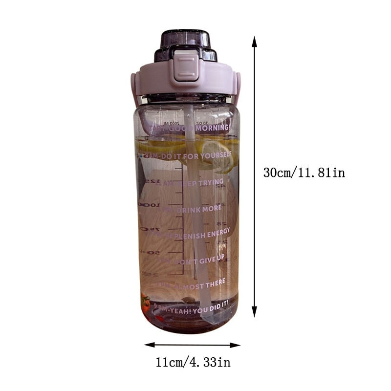 Thumbnail: 2000ml Large Capacity Plastic Straw Water Cup Sports Water Bottle High Value Ou