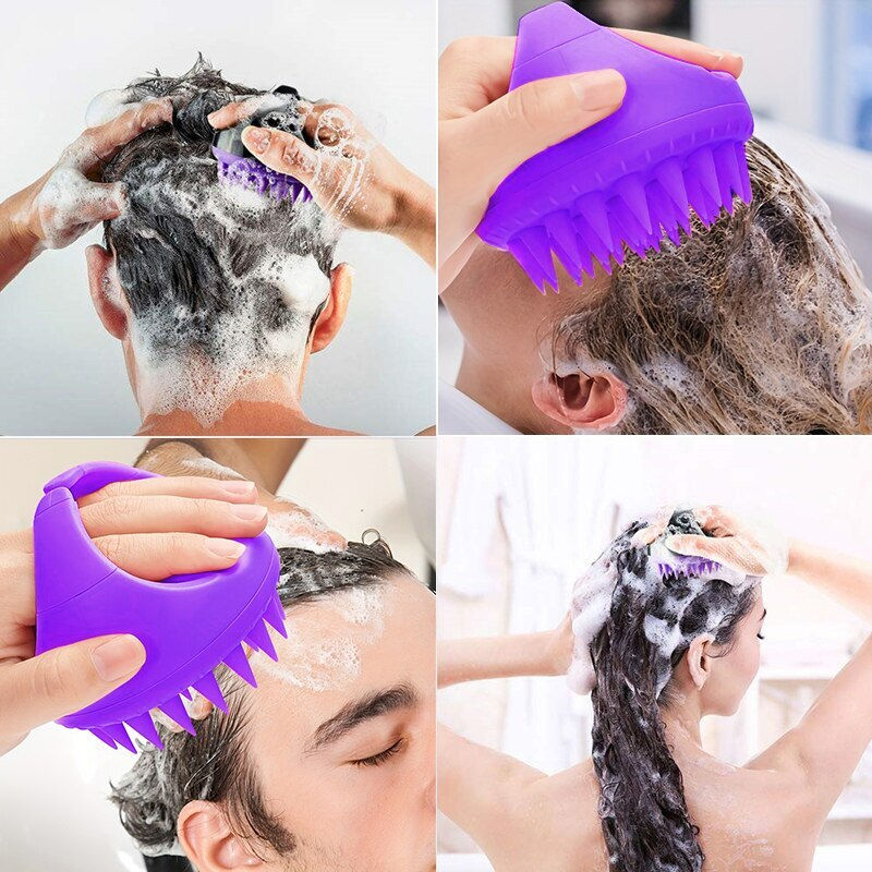 Thumbnail: Scalp Scrubber Shampoo Brush Massager Clean Scalp Comb With Handle Hair Washing