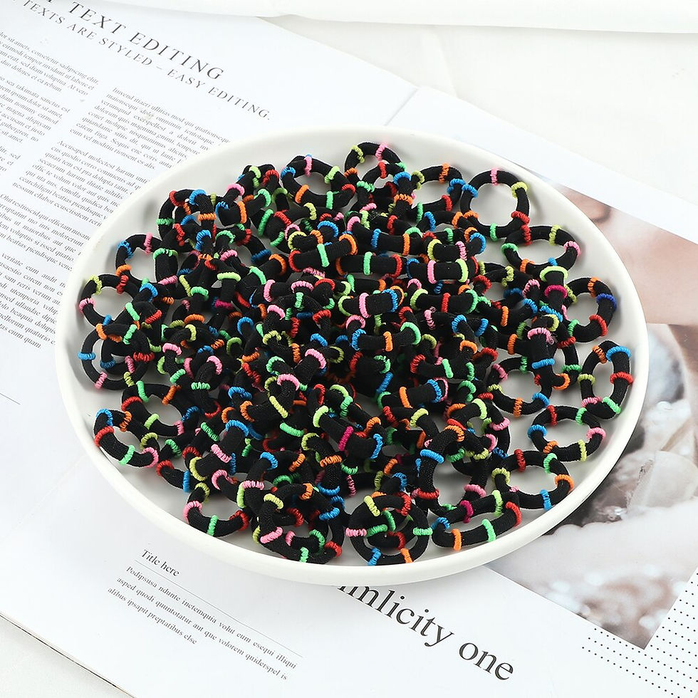 Thumbnail: 100pcs/Set Black Solid Rubber Band for Women Girl Nylon Small Big Elastic Hair 