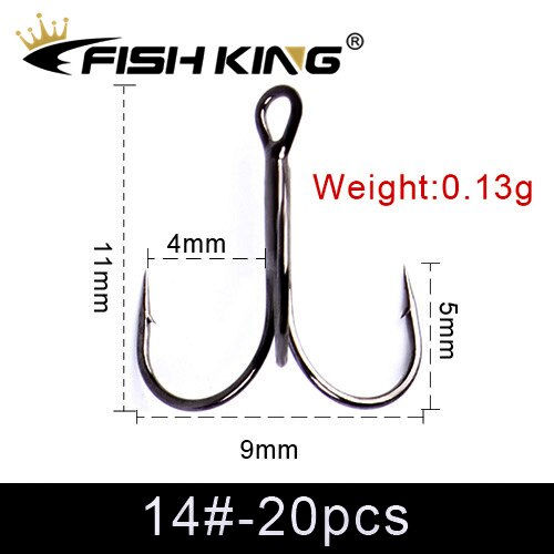 Thumbnail: FISH KING 20pcs/Pack Fishing Hook High Carbon Steel Black Nickel Super Sharp Tr