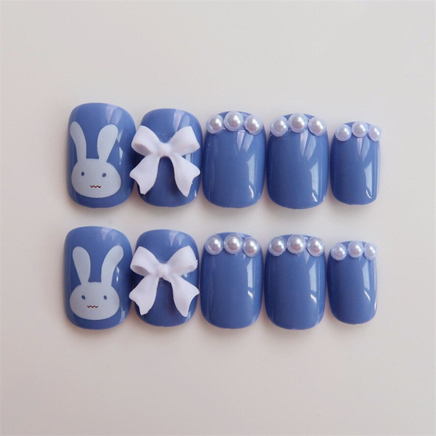 Thumbnail: 24PCS/Box Bowknot Rabbit Pattern Pearl Short Square Designer Fashion Design Fre