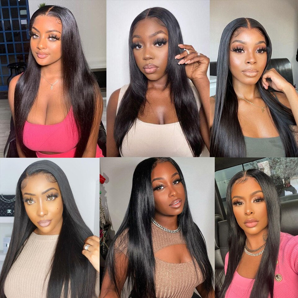 Thumbnail: HD Lace Frontal Wig Straight Transparent 13x4 Lace Front Human Hair Wigs PrePlu