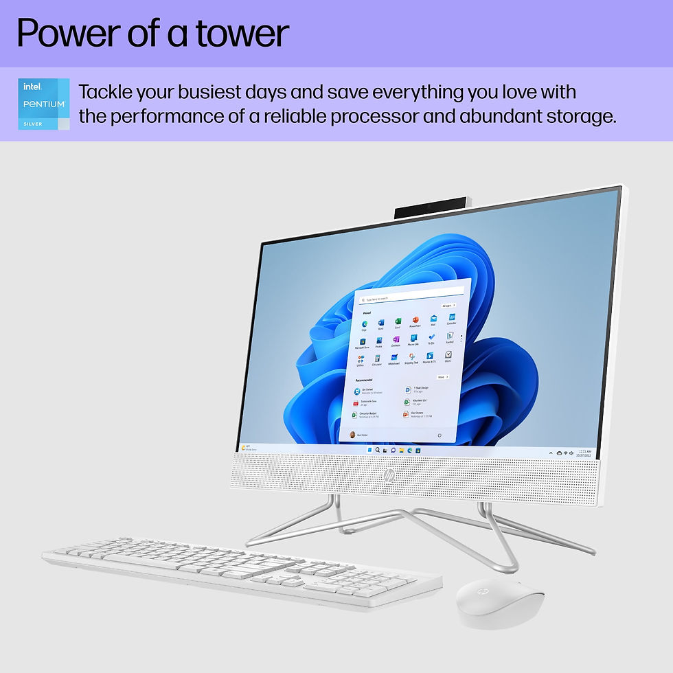 Thumbnail: HP 21.5" All-in-One PC, Intel Pentium Silver J5040, 8GB SDRAM, 128GB SSD, Snow 