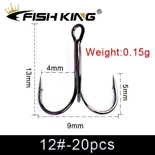 Thumbnail: FISH KING 20pcs/Pack Fishing Hook High Carbon Steel Black Nickel Super Sharp Tr