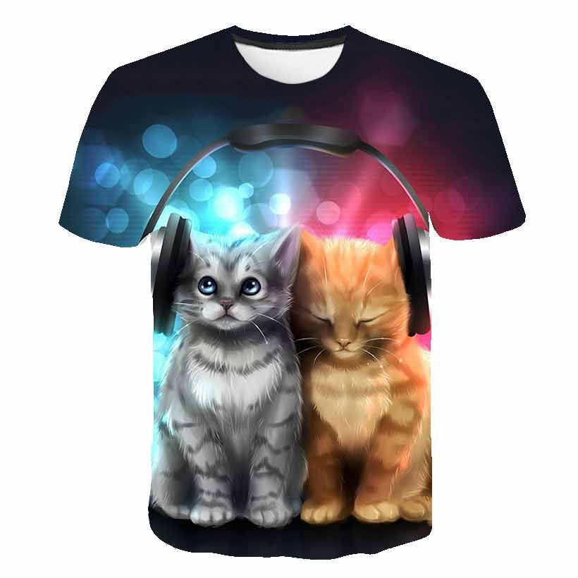 Thumbnail: 2023 New Summer Animal Cat T shirt Kids Fashion Streetwear Boy Girl Children Sh
