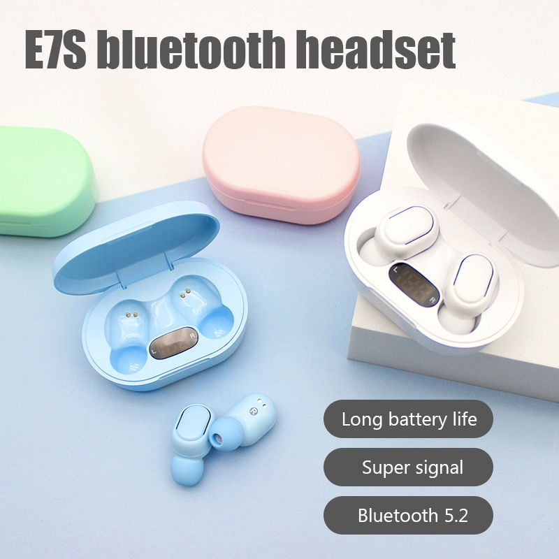 Thumbnail: E7S Tws Wireless Headphones Bluetooth Earphones bass Headsets with Mic Sport No