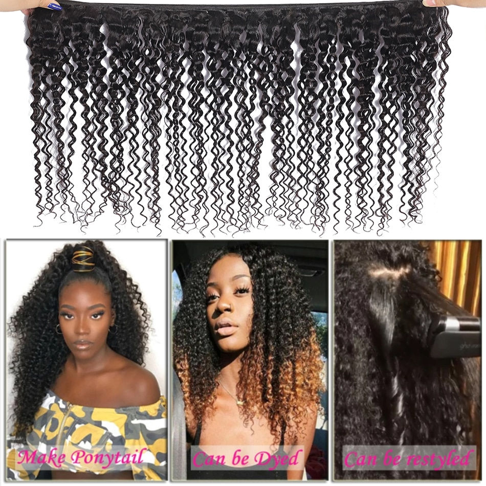 Thumbnail: Mongolian Afro Kinky Curly Bundles 1/3/4PCS Human Hair Extensions 100% Unproces