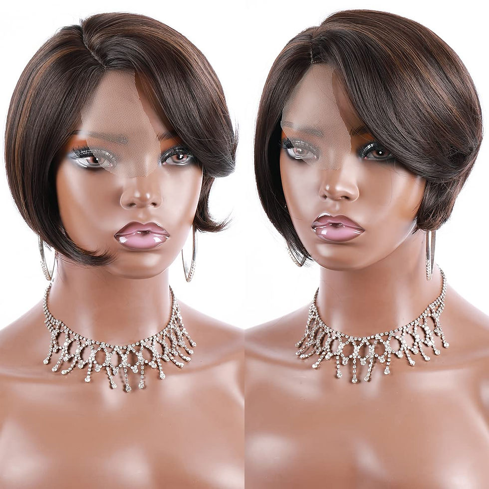 Thumbnail: Pixie Cut Brown Wigs Short Bob Straight Red Wig Full Machine Made Ombre Blonde 