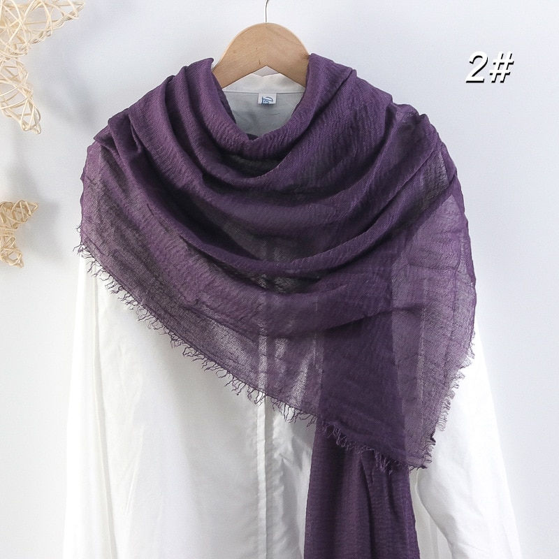 Thumbnail: 90x180cm Solid Colors Cotton Linen Large Scarf Black White Beige Red Blue Pink 