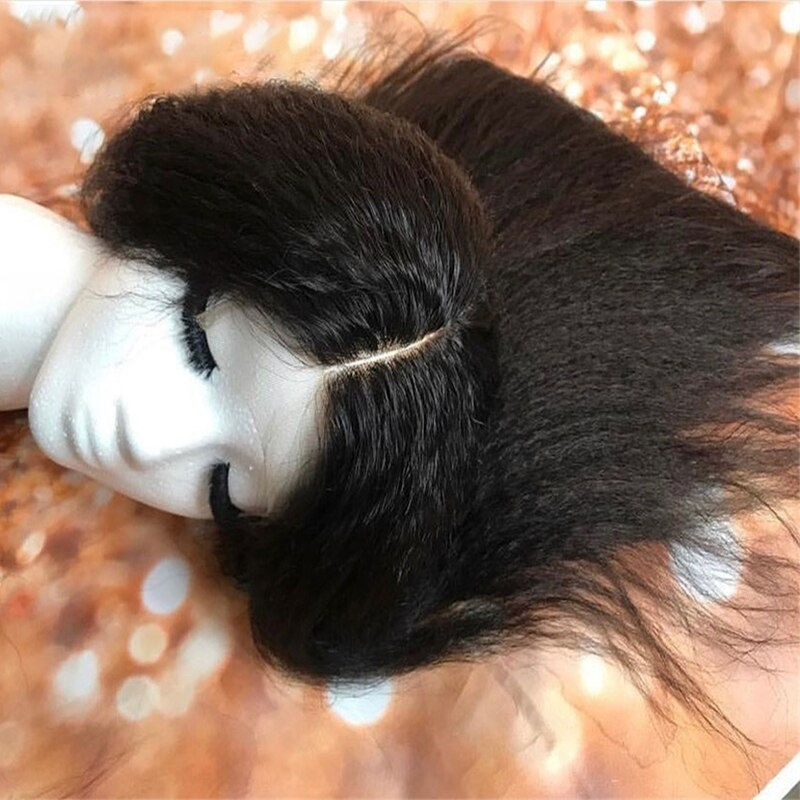 Thumbnail: Soft Long 28inches Natural Black 180Density Yaki Kinky Straight Deep Lace Front