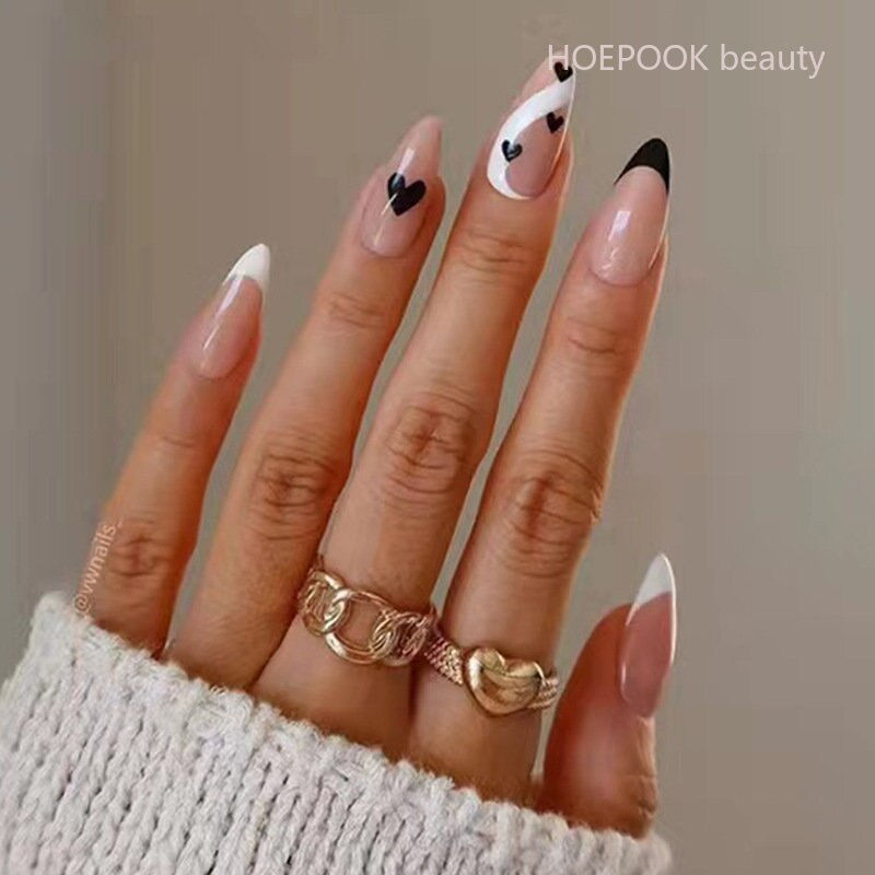 Thumbnail: 24pcs French White Spot Seamless Removable Fake Nails Capsule Full Cover Waterp