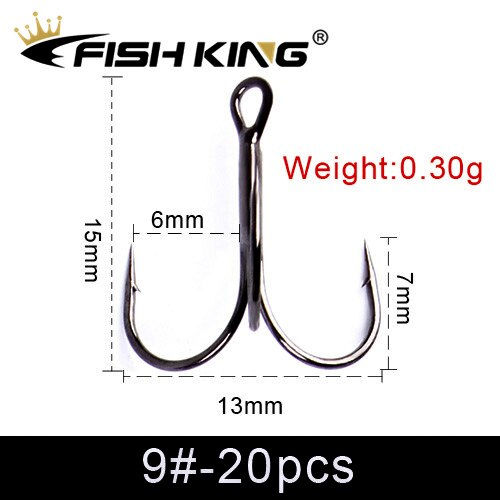 Thumbnail: FISH KING 20pcs/Pack Fishing Hook High Carbon Steel Black Nickel Super Sharp Tr