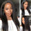 Thumbnail: 180% Density Kinky Straight V Part Wig Human Hair Brazilian Hair Wigs V Shape G