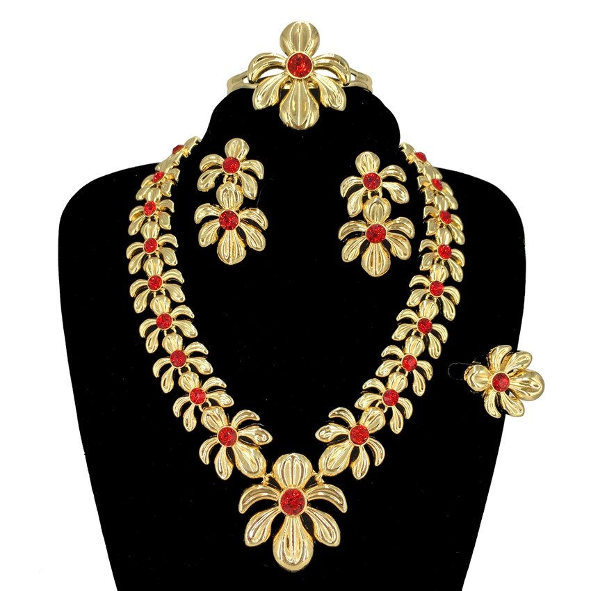 Thumbnail: New In Fashion Italian Gold Plated Necklace Earrings Bracelet Ring Luxury Ladie