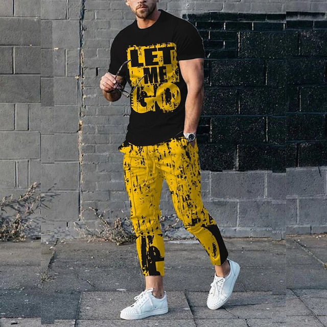 Thumbnail: 2023 Fashion Men Tshirt Suit Tracksuit 3D Printed Sportswear Short Sleeve T-shi