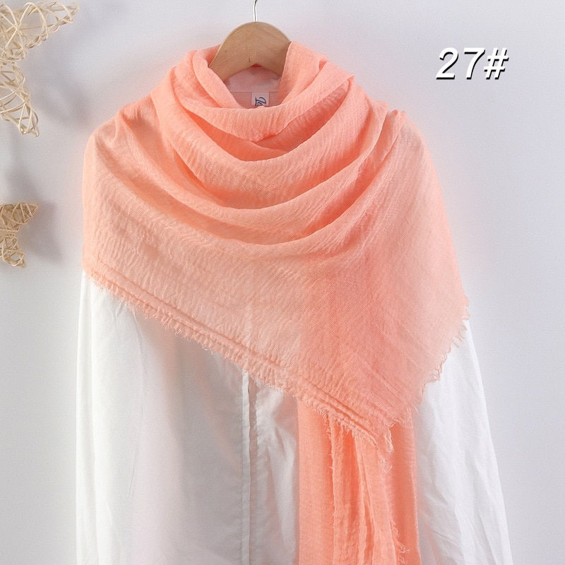 Thumbnail: 90x180cm Solid Colors Cotton Linen Large Scarf Black White Beige Red Blue Pink 
