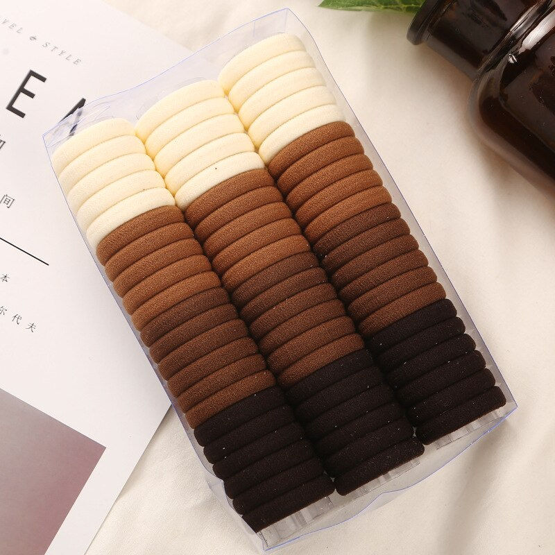 Thumbnail: 1Set Fashion Women Solid Colors Thick Elastic Rubber Bands Simple Style Pretty 