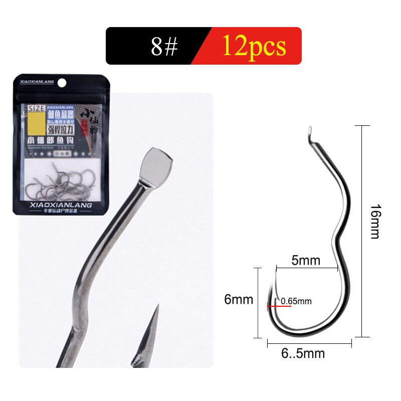 Thumbnail: New Invention size0.5#-13# 12pcs/pack High Carbon Steel Flipping Hook Sharp Bar