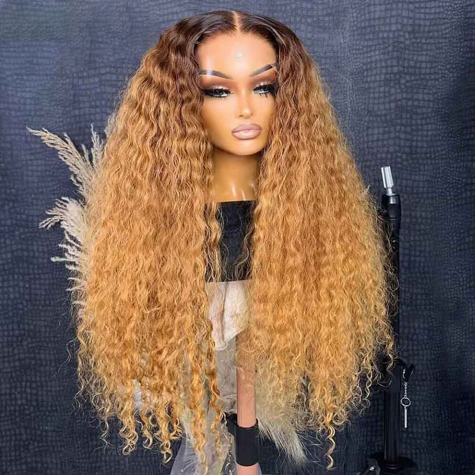 Preplucked Soft 180%Density 26Inch Long Ombre Blonde Kinky Curly Lace Front Wig