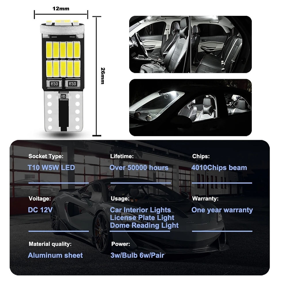 Thumbnail: 2/6/10/20/30/40/50pcs T10 W5W 194 501 Led Canbus No Error Car Interior Light T1